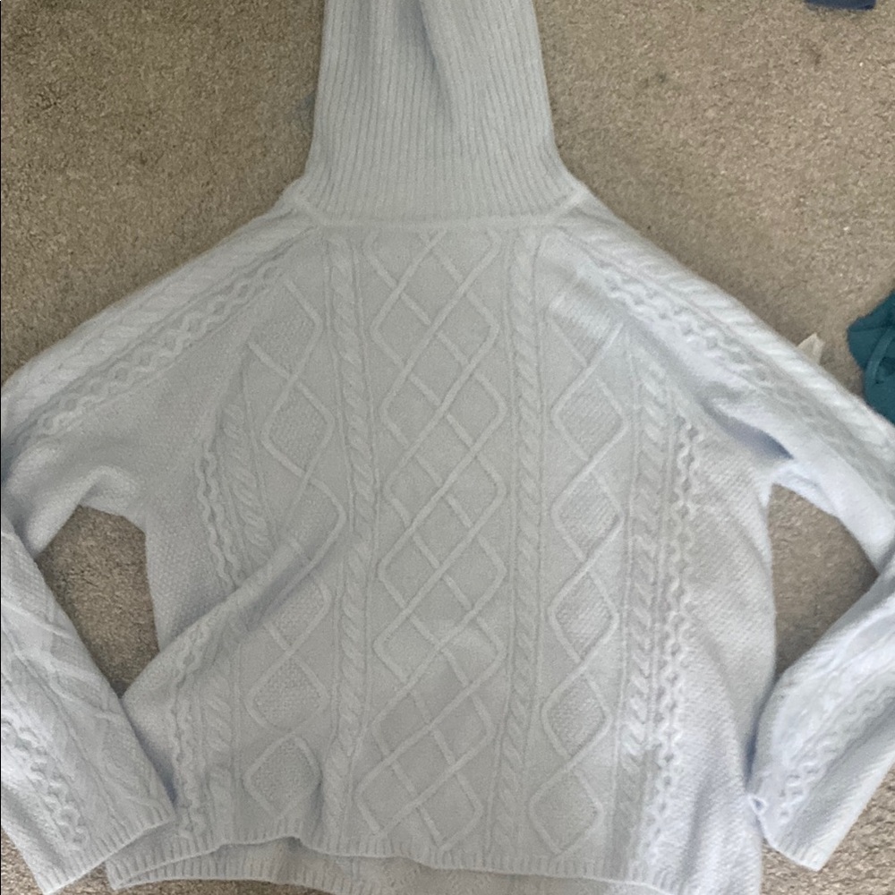 CeCe Gray Cowl Neck Cable Knit Sweater